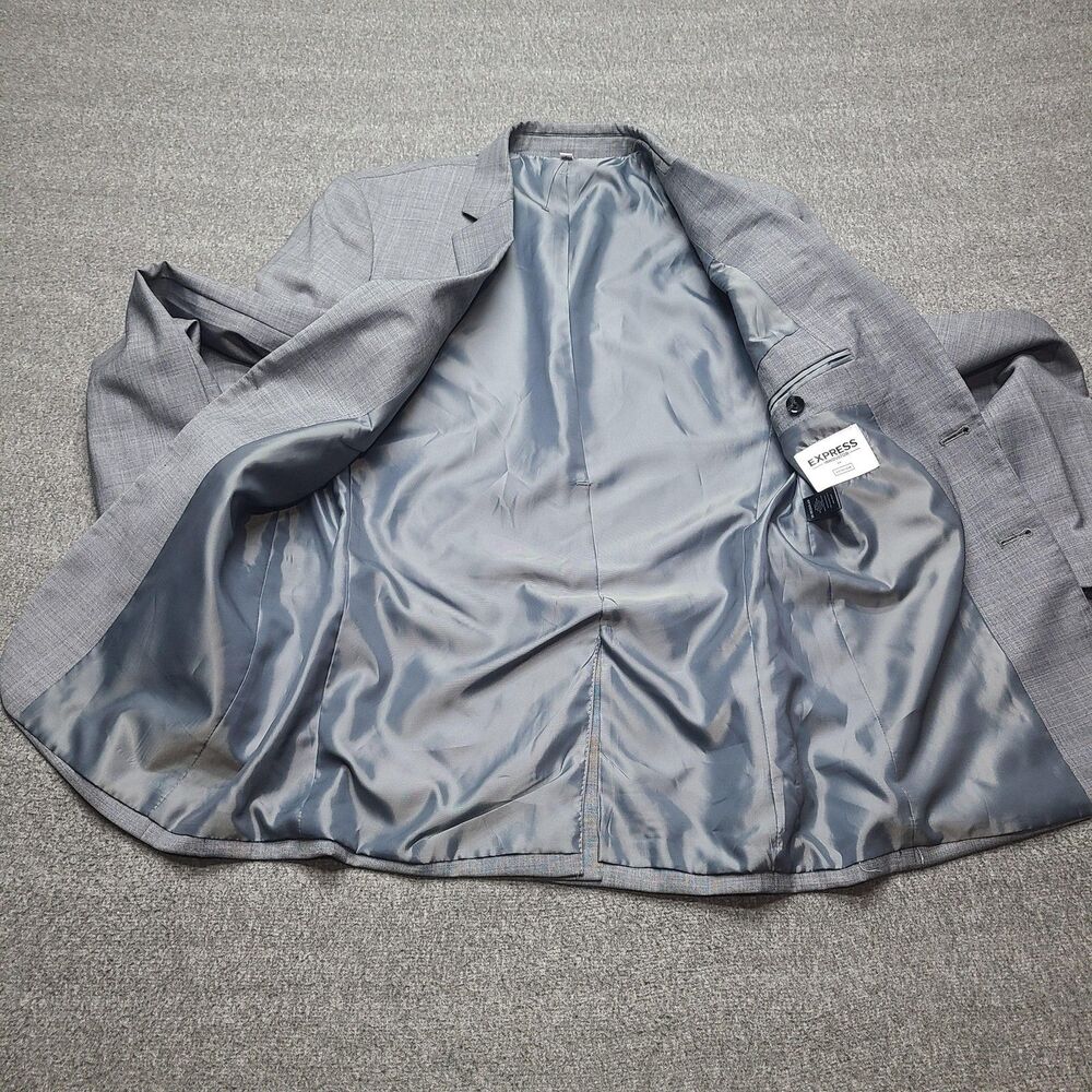 Express Innovator Blazer Mens 36 Regular Gray Extra Slim‎ Wool Blend Suit Jacket - Picture 4 of 9